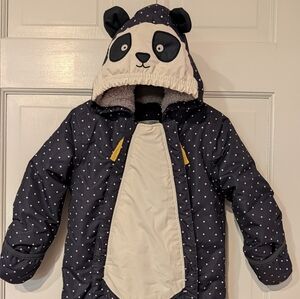 Baby Boden Navy and White Polka Dot Snowsuit